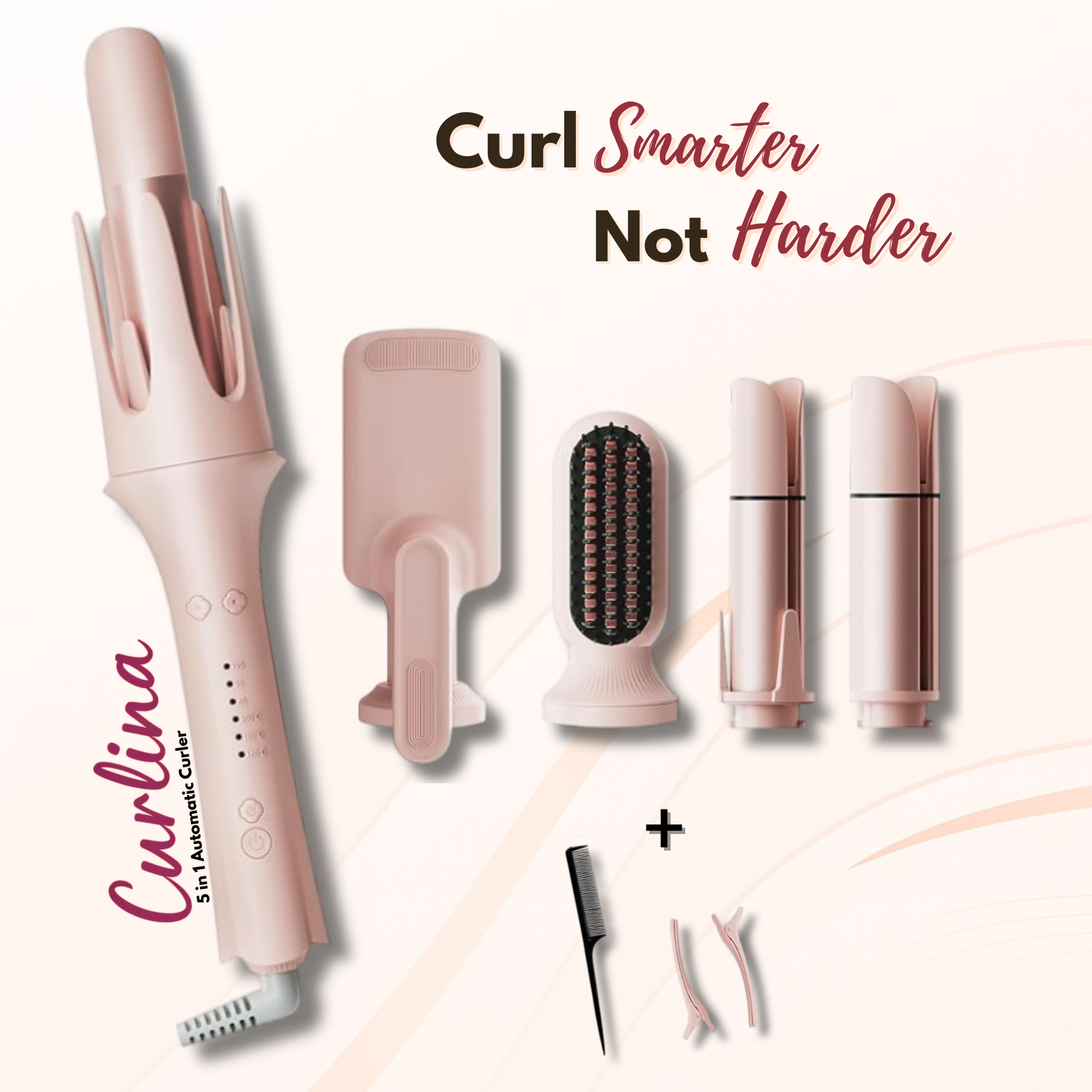 CURLINA - AUTOMATIC ROTATING HAIR CURLER & HAIR STYLING SET | 1 YEAR WARRANTY | PRO SERIES