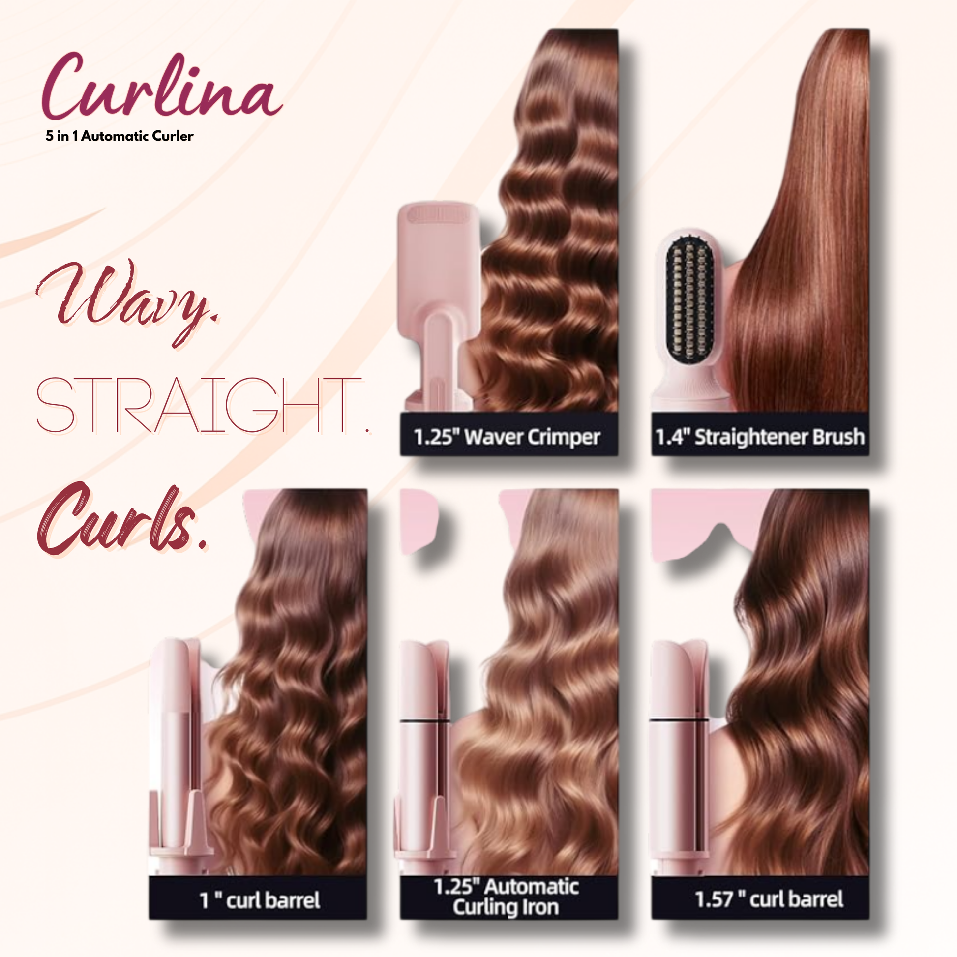 CURLINA - AUTOMATIC ROTATING HAIR CURLER & HAIR STYLING SET | 1 YEAR WARRANTY | PRO SERIES