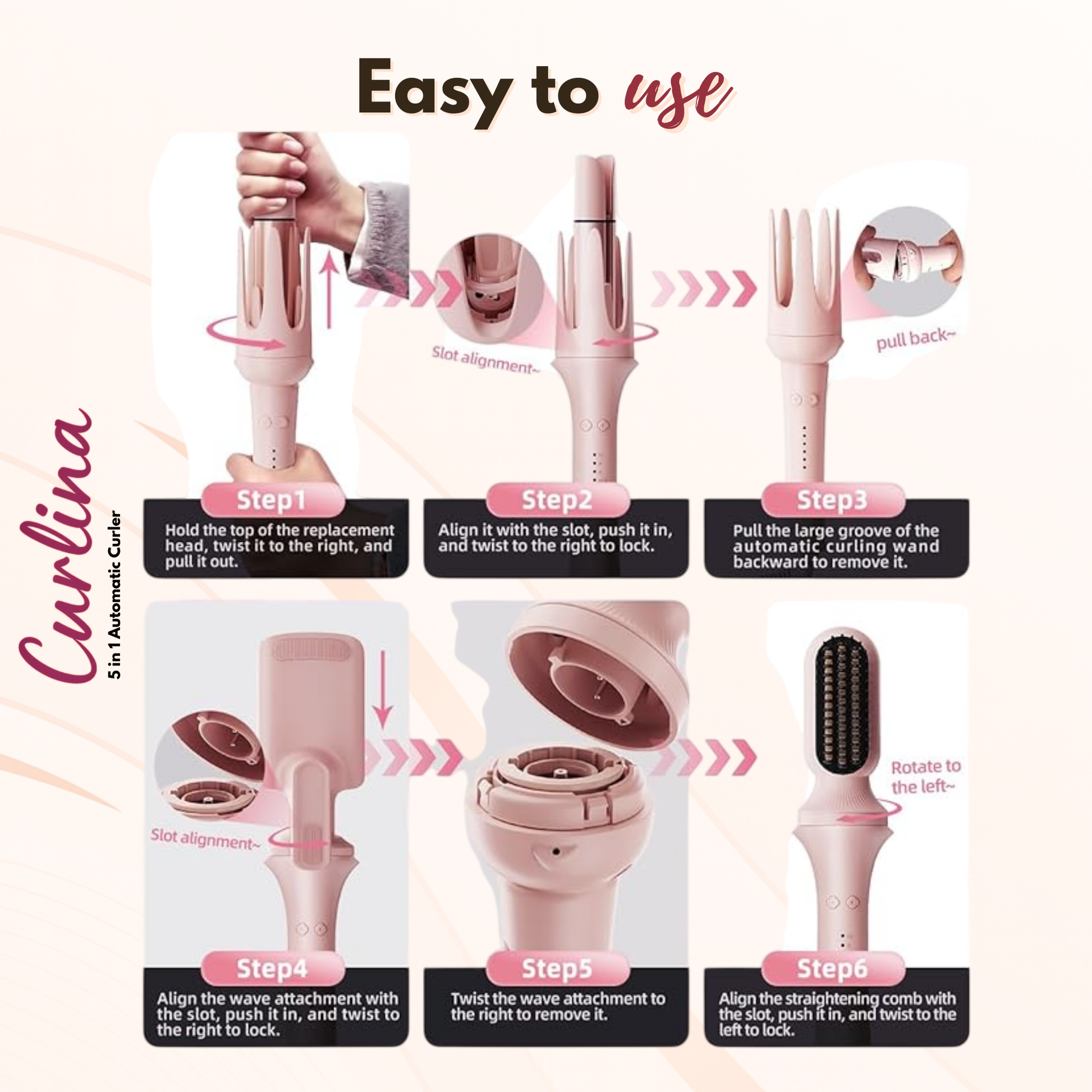 CURLINA - AUTOMATIC ROTATING HAIR CURLER & HAIR STYLING SET | 1 YEAR WARRANTY | PRO SERIES
